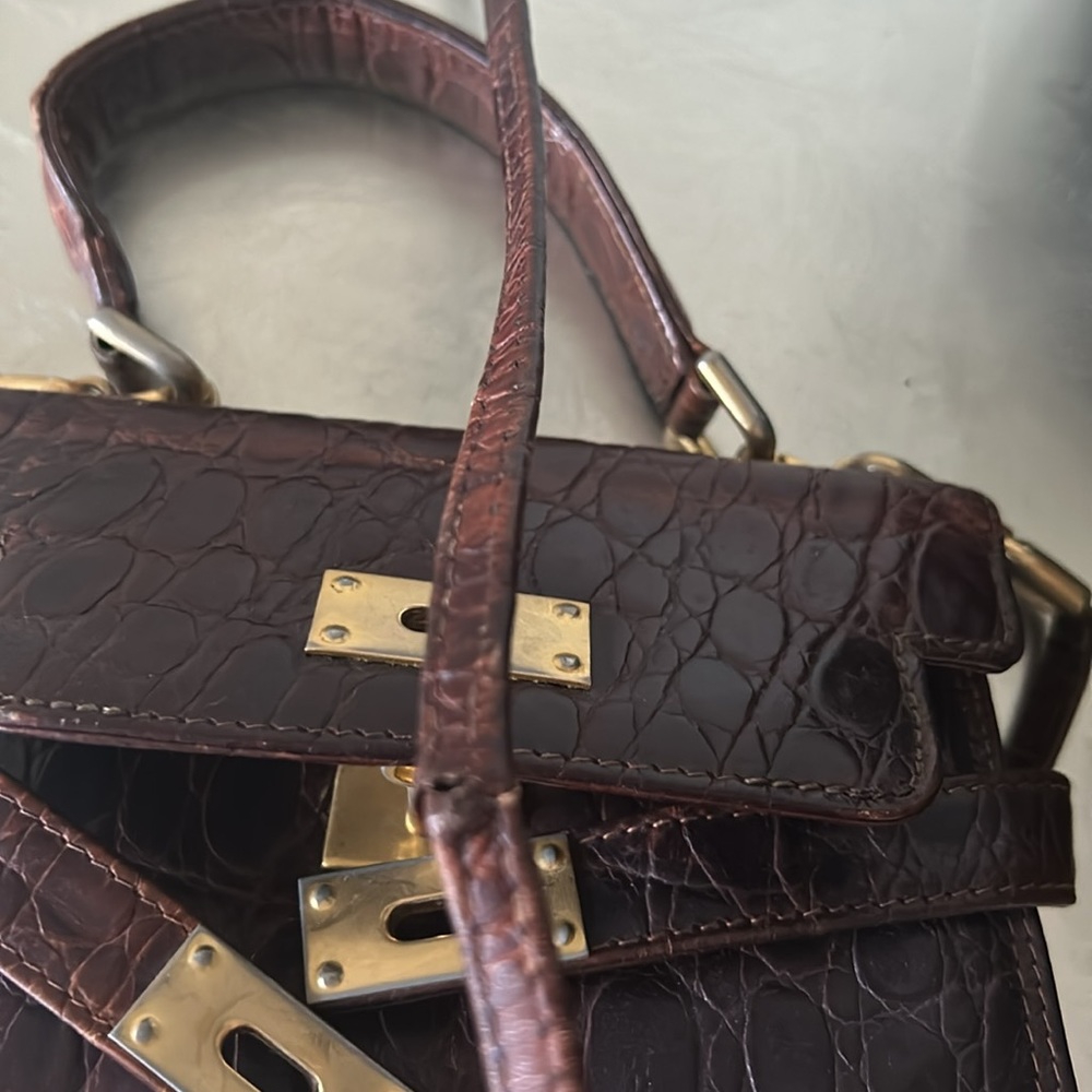 🔥HP🔥True VTG Maraolo small Alligator Crossbody Bag, brown, Italy - Picture 13 of 17